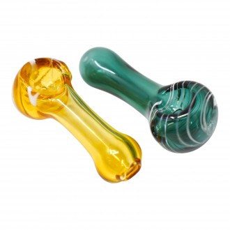 2.5" Colored Tube Swirl Head Hand Pipe - 2 Pack