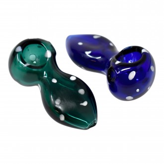 2.5" Colored Tube Flat Body Dotted Hand Pipe - 2 Pack