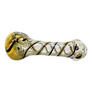 3" Heavy Silver Fumed Strip Swirl Art Hand Pipe (Pack Of 2) - [RJA36]