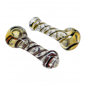 3" Heavy Silver Fumed Strip Swirl Art Hand Pipe (Pack Of 2) - [RJA36]