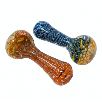 3" Latachino Art Gold Fumed Dot Head Hand Pipe (Pack Of 2) - [RJA37]