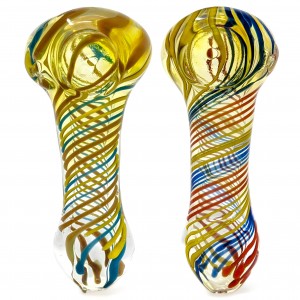 3" Gold Fumed Double Color Spiral Twist Hand Pipe - 2pk [RJA97]