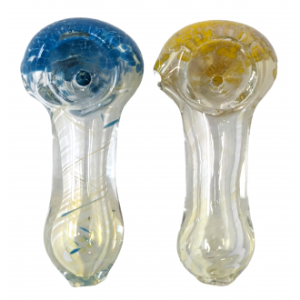 2.5" Silver Fumed Frit Head Spiral Art Hand Pipe (Pack of 2) - [RKD06]