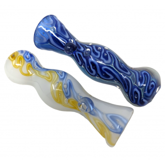 3" Silver Fumed Marble Art Chillum Hand Pipes (Pack of 2) - [RKD08] 