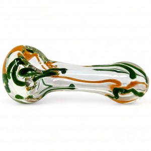 3.5" Clear Glass Dual Color Scribble Line Art Hand Pipe - [RKD91]