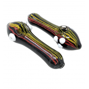 5" Black Frit & Rasta Art Hand Pipe (Pack Of 2) [RKGS20]