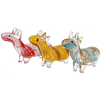 Standing Swirl Ribbon Clear Body Deer Animal Hand Pipe - [RKGS24]