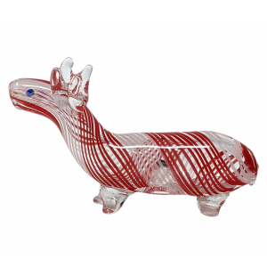 Standing Swirl Ribbon Clear Body Deer Animal Hand Pipe - [RKGS24]