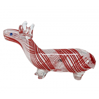 Standing Swirl Ribbon Clear Body Deer Animal Hand Pipe - [RKGS24]