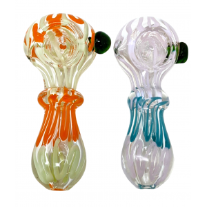 3.5" Slyme Swirl Single Ring Clear Spoon Hand Pipe - (Pack of 2) [RKGS35]