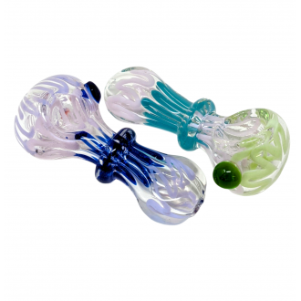 3.5" Slyme Swirl Single Ring Clear Spoon Hand Pipe - (Pack of 2) [RKGS35]