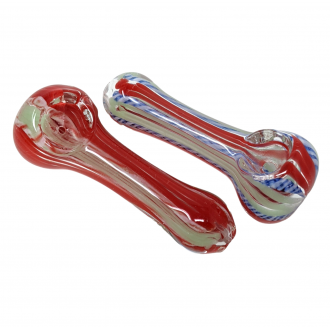 3.5" Silver Fumed Ribbon Line Spoon Hand Pipe - (Pack of 2) [RKGS38]