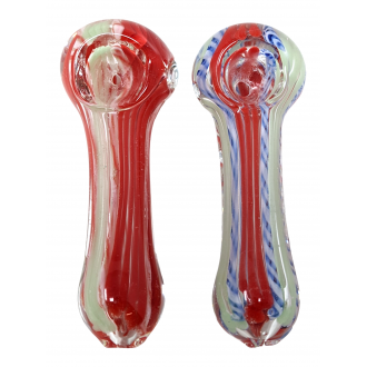 3.5" Silver Fumed Ribbon Line Spoon Hand Pipe - (Pack of 2) [RKGS38]