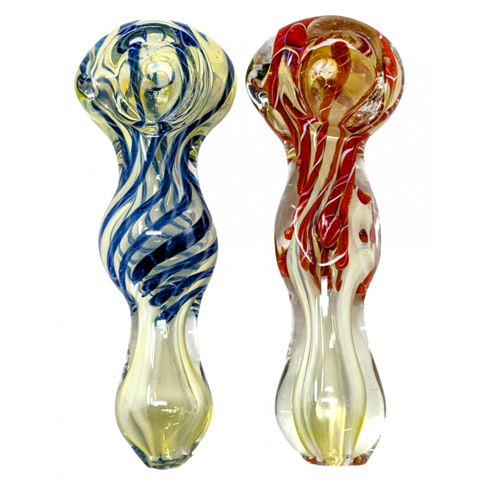 Swirl & Fumed Bulged Spoon 3.5 Inch Hand Pipe - Assorted