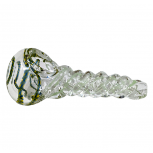 4" Color Accent Clear Spiral Body Spoon Hand Pipe - (Pack Of 2) [RKGS42]