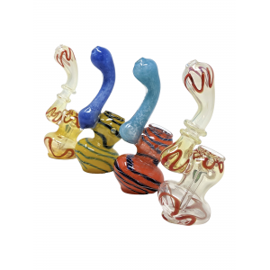 5" Silver Fumed & Rod Art Bubbler [RKGS7]