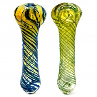 4" Inhale Opulence Gold-Fumed Swirls Ribbon Hand Pipe - 2pk [RKGS82]