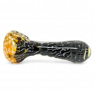 4.5" Gold Fumed Head Adorned W/ Honeycomb Art Spiraloid Hand Pipe - Assorted [RKGS85]