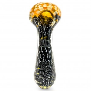 4.5" Gold Fumed Head Adorned W/ Honeycomb Art Spiraloid Hand Pipe - Assorted [RKGS85]