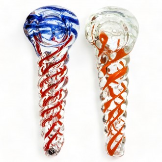 4" Twisted Ribbon Art Rod Unicorn Horn Style Hand Pipe - 2Pk [RKGS88]