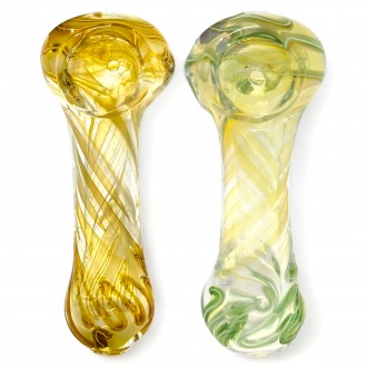 3.5" Silver Fumed Swirl Art Spoon Hand Pipe - 2pk [RKGS92]