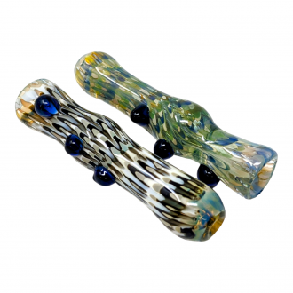 3.5" Dual Color Rake Bubble Body Multi Marble Chillum Hand Pipe - (Pack of 2) [RKP225]