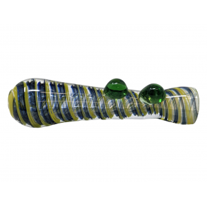 3" Silver Fumed Swirl Ribbon Double Marble Chillum Hand Pipe - (Pack of 2) [RKP275]