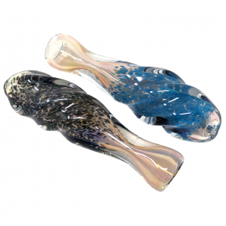 3" Gold Fumed Frit & Dicro Twist Body Chillum Hand Pipe - (Pack of 2) [RKP277]