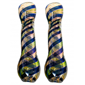 3.5" Gold Fumed Twisted Dicro Art Chillum Hand Pipe - (Pack of 2) [RKP278]