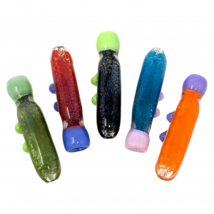 3.5" Slime Head Frit Body Multi Marble Chillum Hand Pipe - (Pack of 5 ) [RKP282]