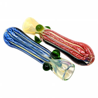 3" Silver Fumed Ribbon & Dicro Art Chillum Hand Pipe - (Pack of 2) [RKP284]