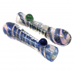 3" Silver Fumed Coil Dicro Art Chillum Hand Pipe - (Pack of 2) [RKP289]