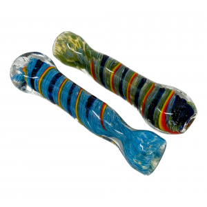 3" Twisted Rasta Frit & Dicro Art Chillum Hand Pipe - (Pack of 2) [RKP292]