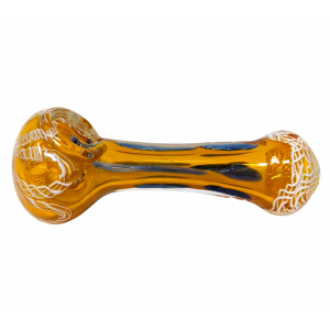 5" Gold Fumed Stretched Polka Dot Ribbon Ended Spoon Hand Pipe - (Pack of 2) [SAJ33]
