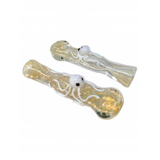 3" Silver Fumed Ribbon Twist Spider Top Chillum Hand Pipe - (Pack of 3) [SG1593]