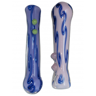 3.5" Slyme Body Swirl Line Double Marble Chillum Hand Pipe - (Pack of 3) [SG2632]