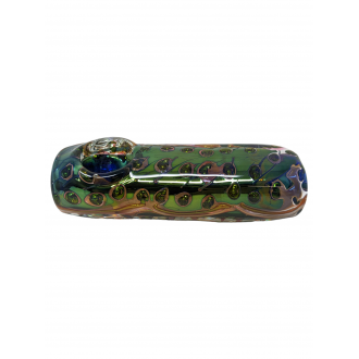 5" Gold Fumed Art Double Glass Hand Pipe [SG2914]