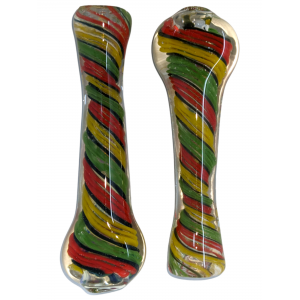 3" Full Rasta Ribbon Swirl Chillum Hand Pipe - (Pack of 3) [SG3101]