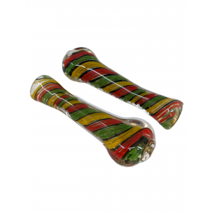 3" Full Rasta Ribbon Swirl Chillum Hand Pipe - (Pack of 3) [SG3101]