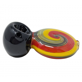 3" Rasta Color Combination Reversal Art Work Hand Pipe With Black Tube Joint (Pack Of 2) [SG3667]