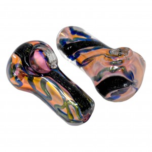 On Point Glass - 2.5" Gold Fumed Swirl Art Dicro Hand Pipe - 30ct Display 