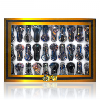 On Point Glass - 2.5" Gold Fumed Swirl Art Dicro Hand Pipe - 30ct Display 