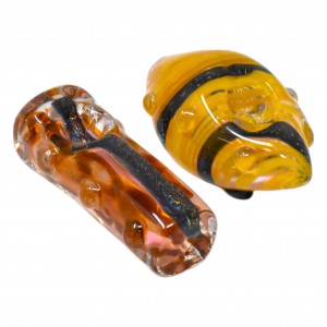 On Point Glass - 3" Gold Fumed Dicro Marble Dicro Hand Pipe - 30ct Display