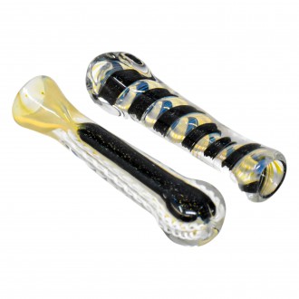 On Point Glass - 3.5" Assorted Design Fumed Chillum - 30Ct Display