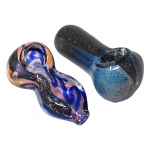 On Point Glass - 2.5" Gold Fumed Dicro Marble Hand Pipe - 30ct Display