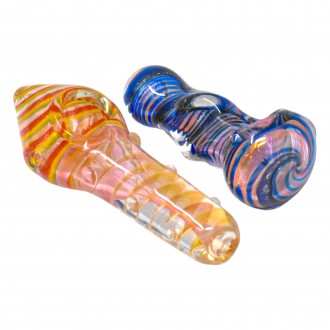 On Point Glass - 4" Gold Fumed Twisted Rod Dicro Hand Pipe - 18ct Display