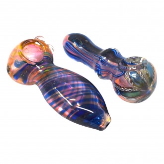 On Point Glass - 3.5" Vibrant Swirl Collection Dicro Hand Pipe - 18Ct Display 