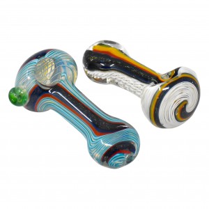 On Point Glass - 3.5" Swirled Glass Dicro Hand Pipe - 18ct Display