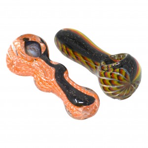 On Point Glass - 3.5" Silver Fumed Ribbon Art Dicro Hand Pipe - 18ct Display