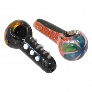 On Point Glass - 3.5" Gold Fumed Swirl Dicro Hand Pipe - 18ct Display